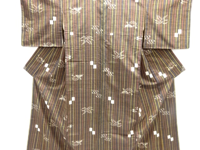 JAPANESE KIMONO / UNUSED TSUMUGI / WOVEN BAMBOO GRASS